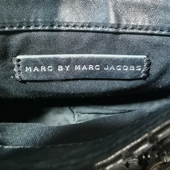 Black/Silver Perforated Lamb Leather Crossbody EUC #238 - Picture 5 of 11